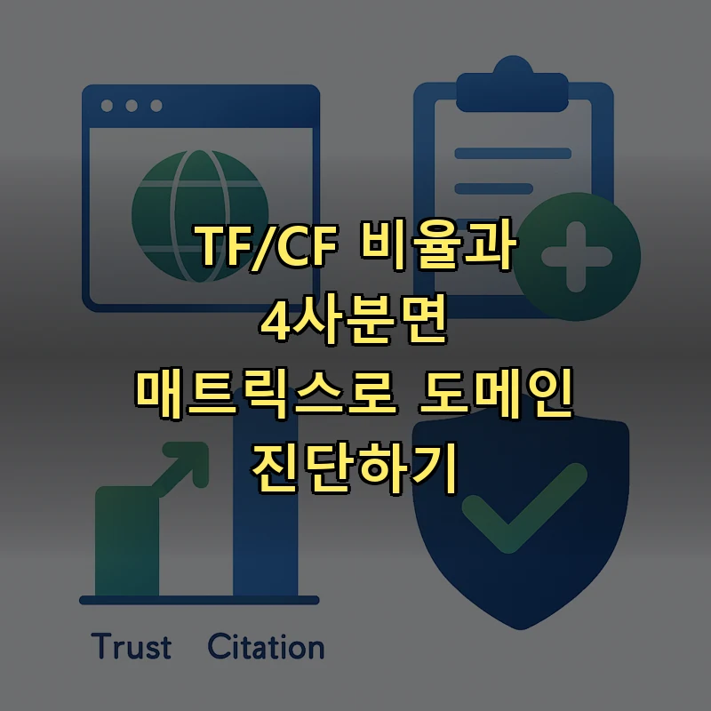 TF CF 비율 4사분면 매트릭스로 도메인 신뢰도 진단하는 플랫 벡터 일러스트